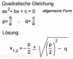 Formeln zur quadratischen Gleichung